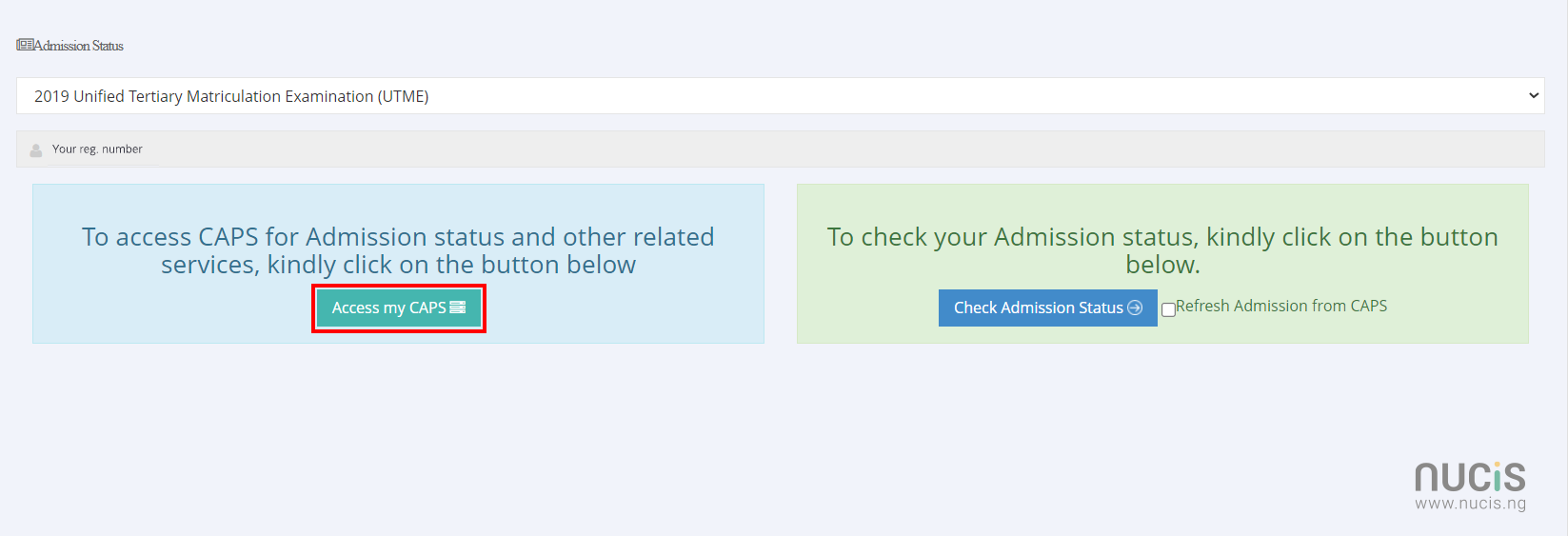 jamb caps admission status